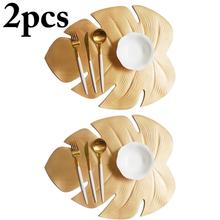 2pcs Creative Artificial Monstera Table Insulation Pad Solid Placemats Non Slip Table Mat Kitchen Accessories Decoration Coaster 2024 - buy cheap
