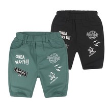 Shorts casuais estampados de verão para crianças, bermudas de algodão para meninos e meninas, roupas para bebês com fundo de praia 2024 - compre barato