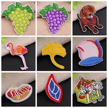 Cartoon Dogs Flamingo Patches Grape Maple leaves Appliques Colorful Food Iron On Clothes Sewing DIY Decoration Clothes Stickers 2024 - buy cheap