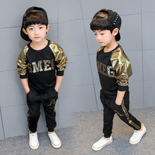 Children's clothing boy suit 2020 new spring and autumn long-sleeved round neck sweater + pants kids clothes 2024 - buy cheap