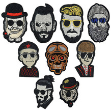 Fabric Embroidered Men Skull Patch Cap Clothes Stickers Bag Sew Iron On Applique DIY Apparel Sewing Clothing Accessories BU198 2024 - buy cheap