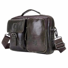 Masculino do vintage primeira camada de couro genuíno maleta de negócios bolsa ombro pacote mensageiro crossbody bolsa para trabalhar 2024 - compre barato