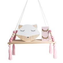 Wooden Wall shelf Hanging Tassel Children baby Nordic Style Wall Frame pink 2024 - buy cheap
