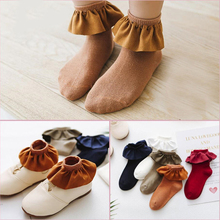 Кружевные носки с манжетами и оборками для новорожденных детские носки из 100% хлопка носки до щиколотки для маленьких девочек Детские гетры От 0 до 6 лет 2024 - купить недорого