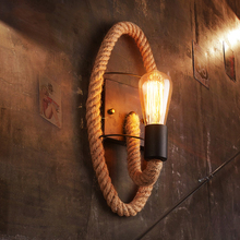 Lámpara de pared para pasillo, pasillo, dormitorio, restaurante, Pub, café, candelabro de pared redondo con sujetador de cuerda Retro Para Loft 2024 - compra barato