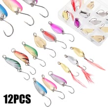 12PCS Trout Spinners Fishing Spoons Metal Lures Kit Bait Hard Sequins Fishing Artificial Baits Set With Fishing Tackle Box 2024 - buy cheap