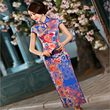 Chinês Cetim das Mulheres Cheongsam Qipao Vestido de Noite Longo S M L XL XXL Vestidos De Veludo Tradicional Chinesa Oriental Chinesa vestido 2024 - compre barato
