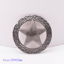 37X37MM 10PC 1-1/2" Frosted Sliver Western Engraved Texas Ranger Star Conchos Leather Craft Decor Screw Back 2024 - buy cheap