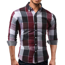 Camisa ajustada de manga larga para hombre, camisa informal Formal de lujo para trabajo de negocios, azul y rojo 2024 - compra barato
