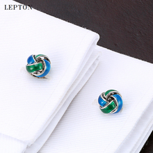 Lepton-gemelos con nudo de Metal para hombre, gemelos con nudo de Metal, color azul y verde, a la moda, gemelos de botón 2024 - compra barato