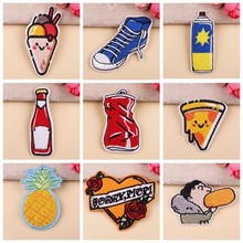 Funny Bottle Embroidery Patches Iron On Ice Cream Pizza Letter Appliques 3D Diy Pineapple Apple Badges Sewing Parches 2024 - buy cheap