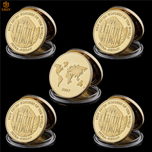 5 pçs/lote 2017 novo sete maravilhas do mundo banhado a ouro moedas comemorativas para a coleção frete grátis e presente de negócios 2024 - compre barato