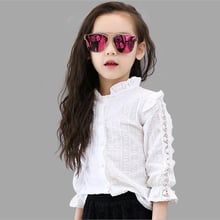 Blusa de encaje para niñas, camisa de manga larga para primavera y verano, uniformes escolares, 6, 8, 10 y 12 2024 - compra barato