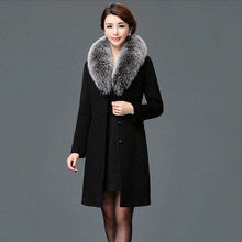 Elegant Solid Long Woolen Winter Coats Slim Pockets Office Wool Coat and Jacket Covered Button Fur Collar Ladies Coats 2024 - buy cheap
