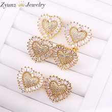 5Pairs ZYZ339-2037 Clear CZ Heart Shaped Stud Earrings Women Trendy Micro Sparkling Zircon Stone Paved Earrings 2024 - buy cheap