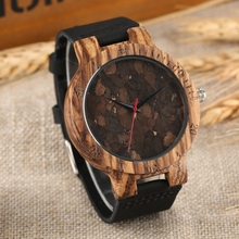 Relógio de madeira retrô masculino, relógio de pulso madeira de bambu com folha quebrada e única, presente para homens 2024 - compre barato