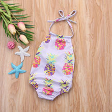 Biquíni de abacaxi fofo, roupa de banho de uma peça para crianças meninas bebês, vestuário de praia verão 2024 - compre barato