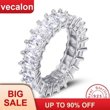 Vecalon Handmade Wedding Bands Ring 925 Sterling Silver Princess cut 5A Zircon Sona Cz Engagement rings for women Finger Jewelry 2024 - buy cheap