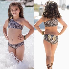 Biquni-Conjunto de Bikini con lazo de leopardo para niños y niñas, traje de baño de dos piezas, 3 piezas, 2018 2024 - compra barato