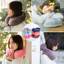 Almohadas de algodón en forma de U para cuello y cervicales, cojín suave de rebote lento, almohada de viaje para el espacio, ropa de cama sólida para el cuidado de la salud 2024 - compra barato