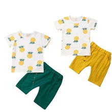 Focusnorm Newborn Infant Baby Boy Clothes Sets Print Pineapple Short Sleeve T-shirt+Shorts Cute Outfits Kids Summer Clothes 2024 - buy cheap