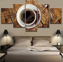 5 peça arte da lona café cozinha de madeira cuadros decoracion pinturas na lona arte da parede para decoração casa cartaz 2024 - compre barato