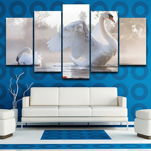 Cuadro de arte moderno para pared, impresión en HD sobre lienzo, 5 unidades, imagen Modular de Animal de cisne, carteles decorativos para el hogar, sala de estar 2024 - compra barato