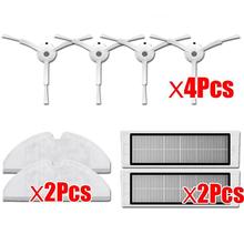 2 шт. швабры 2 шт. hepa фильтр 4 шт. боковая щетка для Xiaomi mijia robot roborock s50 s51 roborock 2 2024 - купить недорого