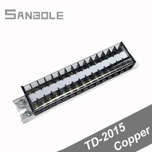 TD-2015 Copper Connection Terminal Block TD Series Barrier Fixed Connector Strip Dual Row Plug-in Copper 20A/600V 15P 2024 - buy cheap