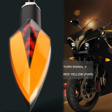 Motorcycle LED Turn Signal Dual Colors light V type 12V motorbike Signal Light Blinker Lamp Turn Light Moto Accessories 2Pieces 2024 - buy cheap