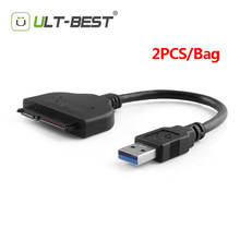 ULT-Best 2 шт. SATA USB 3,0 к последовательному ATA 22pin адаптер, жесткий диск, кабель-конвертер, внешний для 2,5 "HDD/SSD 20 см 2024 - купить недорого