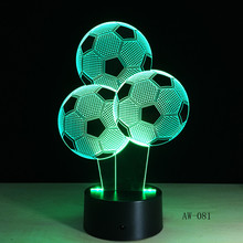 Футбольный воздушный шарик ночник Спортивный 3D LED USB лампа RC сенсорный пульт дистанционного управления цветной градиент визуальный мальчик подарок AW-081 2024 - купить недорого