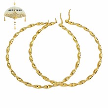 Brincos metálicos ondulados de aço inoxidável, joias femininas de ouro, 1 par de brincos de argola, para presente boêmio 2024 - compre barato