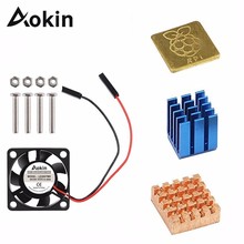 Aokin 5V / 3.3V Cooling Fan With Screws + Heat Sink 1 Aluminum With 2 Copper For Raspberry Pi 3 / Pi 2 Model B Rpi B+ 2024 - buy cheap