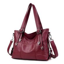 Ladies Retro Large Handbags Fashion PU Leather Shoulder Bag Female Large Tote Handbag Ladies Solid Color Luxury Tote Sac A Main 2024 - buy cheap