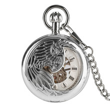 Royal Silver Phoenix Mechanical Pocket Watch Punk Pocket Watch Pendant Watches Gifts for Men Women reloj de bolsillo 30 cm Chain 2024 - buy cheap