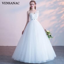 VENSANAC 2019 de Um Ombro Lace Apliques vestido de Baile Vestidos de Casamento de Cristal Sash Lantejoulas Backless Vestidos de Noiva 2024 - compre barato