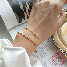 Hot Sale 100% 925 Silver Korea Style Simple Trendy Chain Bracelets Bangle Jewelry for Women 2024 - buy cheap