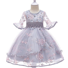 Vestido de tule infantil, fantasia de princesa, vestido bordado para baile de bebê 2024 - compre barato