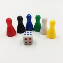 6Pcs Plastic Multi-color Chessman Chess Pieces and 1 Pcs Dice Board Game Accessories Children Toys 2024 - buy cheap