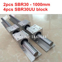 SBR30 linear guide rail: 2pcs SBR30 - 1000mm linear guide + 4pcs SBR30UU block for cnc parts 2024 - buy cheap