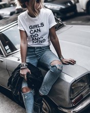Girls can do anything feministe women tshirt slogan t shirt 90s independent girl fashion tee round neck t shirt-J069 2024 - buy cheap