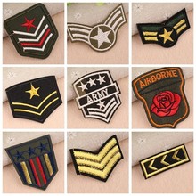 Pegatinas militares para planchar, parches de moral, apliques del ejército, pegatinas de ropa bordadas DIY, insignias de soldado de estrellas doradas 2024 - compra barato