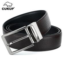 CUKUP-cinturones de cuero de vaca suave de doble cara para hombre, hebilla de Pin de aleación rotativa, cinturón de Metal Retro, accesorios de estilos casuales NCK690 2024 - compra barato