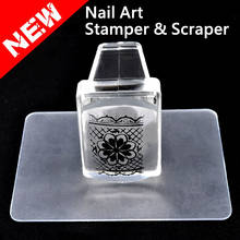Kimcci Pure Clear Jelly Silicone Nail Art Stamper+Plastic Scraper with Cap Transparent Rectangle Stamping Manicure DIY Tools 2024 - buy cheap