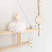 Nordic Style Wooden Peg Girls Room Decor Kids Room Princess Room Pompom Fairy Wooden Beads Pink Ornaments Girls Room Photo Props 2024 - buy cheap