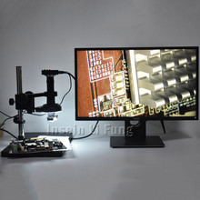 Cámara de microscopio USB de 38 MP 2 K HDMI + cara lateral 3D ajustable gran campo de visión 10X-180X Zoom C- lente de montaje + luz LED 144 + soporte 2024 - compra barato