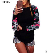 Autumn 2020 Fashion Women Patchwork Long Sleeve Army Camouflage T Shirt Tops  Round Neck T Shirts Tops Tees Plus Size S to 5XL 2024 - buy cheap