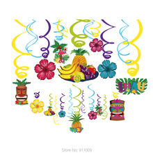 Летняя Гавайская Луо ананас вечерние украшения ПВХ спираль с тропическими фруктами Бумага открытки с днем рождения Baby Shower вечерние поставки 2024 - купить недорого