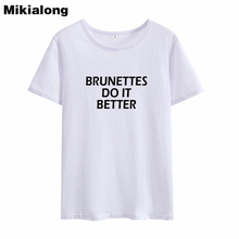 Женская хлопковая Футболка Mikialong, черная и белая футболка с принтом, лето 2018 2024 - купить недорого